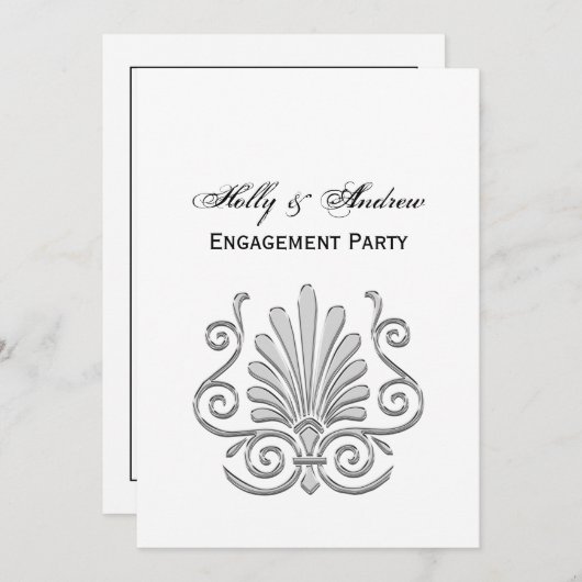 Art Deco Silver Plume Arabesque Kaart (Voorkant / Achterkant)