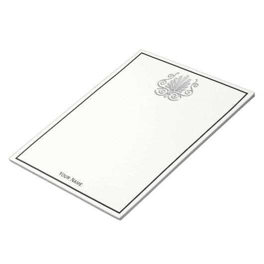 Art Deco Silver Plume Arabesque Notitieblok (Schuin)