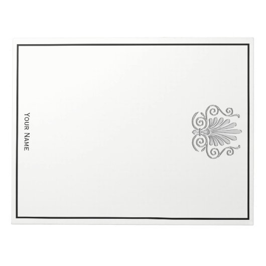  Art Deco Silver Plume Arabesque Notitieblok (Voorkant)