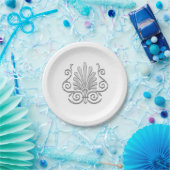 Art Deco Silver Plume Arabesque Papieren Bordje (Feest)