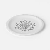 Art Deco Silver Plume Arabesque Papieren Bordje (Gekanteld)