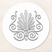  Art Deco Silver Plume Arabesque Ronde Kartonnen Onderzetter (Voorkant)