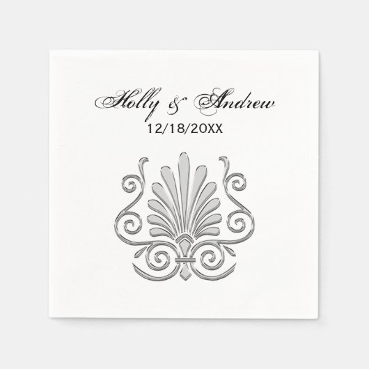  Art Deco Silver Plume Arabesque Servet (Voorkant)