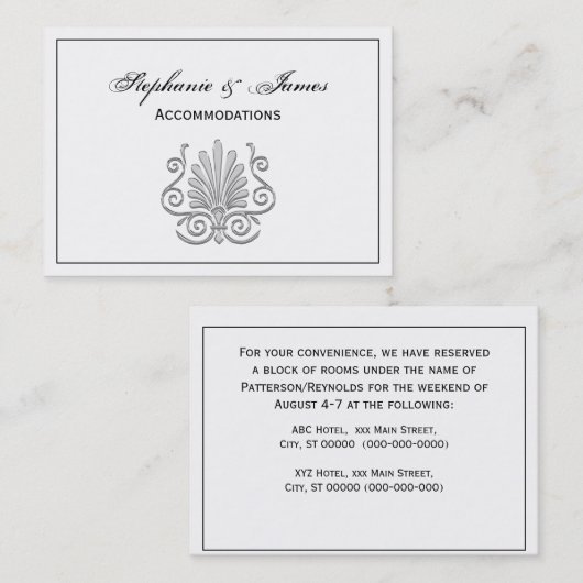  Art Deco Silver Plume Arabesque Visitekaartje (Voorkant / Achterkant)