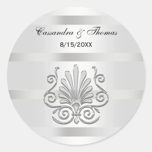  Art Deco Silver Plume R Envelope-zegels Ronde Sticker (Voorkant)