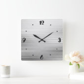 Art Deco Silver Satin Stripes Vierkante Klok (Huis)
