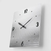 Art Deco Silver Satin Stripes Vierkante Klok (Hoek)