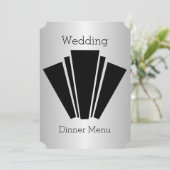 Art Deco Silver Weddenrenmenu Kaart (Staand voorkant)