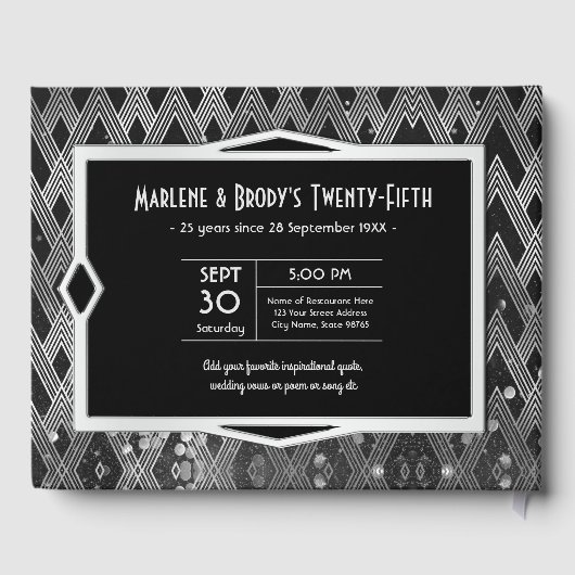 Art Deco Silver Wedding Jubileum Great Gatsby Gastenboek (Achterkant)