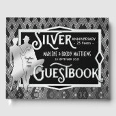 Art Deco Silver Wedding Jubileum Great Gatsby Gastenboek (Voorkant)