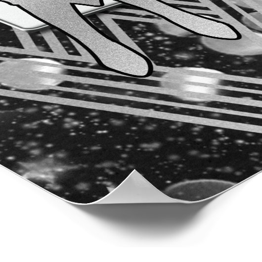 Art Deco Silver Wedding Jubileum Party Welkom Poster (Hoek)