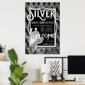 Art Deco Silver Wedding Jubileum Party Welkom Poster (Thuiskantoor)