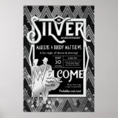 Art Deco Silver Wedding Jubileum Party Welkom Poster (Voorkant)