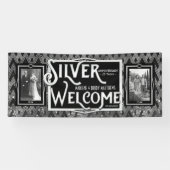 Art Deco Silver Wedding Jubileum welkomstfoto Spandoek (Horizontaal)