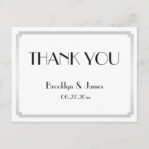 Art Deco Silver Wedding Thank You Postcards Briefkaart