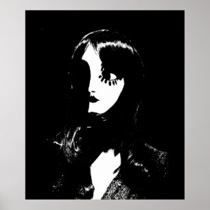 Art Deco - Sin City Style Woman - Zwart-wit Poster