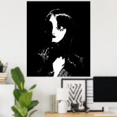 Art Deco - Sin City Style Woman - Zwart-wit Poster (Thuiskantoor)