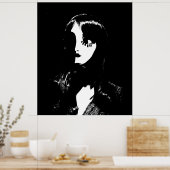 Art Deco - Sin City Style Woman - Zwart-wit Poster (Keuken)