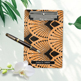 Art Deco Sinaasappel Classic Pauw Pattern Mini Klembord