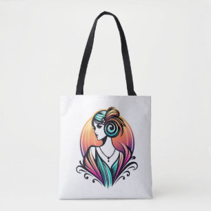 Art Deco Siren: levendige flapper elegantie Tote Bag