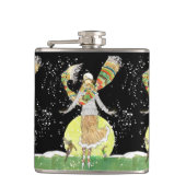 Art Deco Skater Girl in de sneeuw Heupfles (Voorkant)