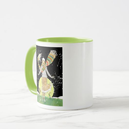 Art Deco Skater Girl in de sneeuw Mok (Voorkant links)