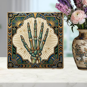Art Deco Skelet Hand Groene Gouden Geometrische On Tegeltje
