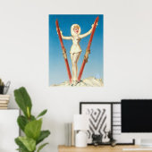 Art Deco Ski Blonde Pin Up Poster (Thuiskantoor)