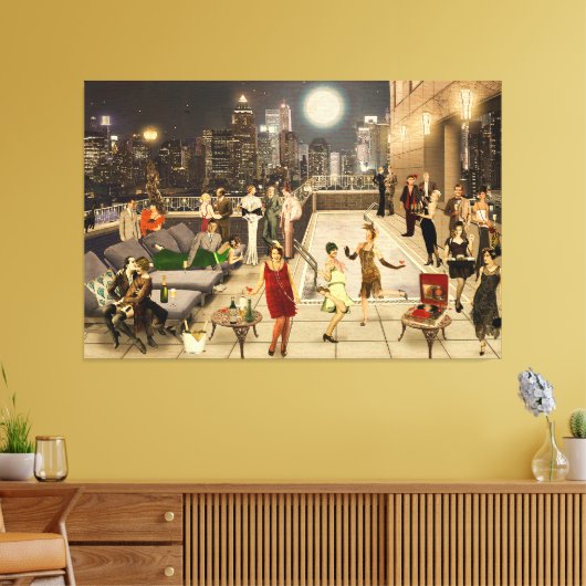 Art Déco Skyline Canvas Afdruk (Insitu (Woonkamer))