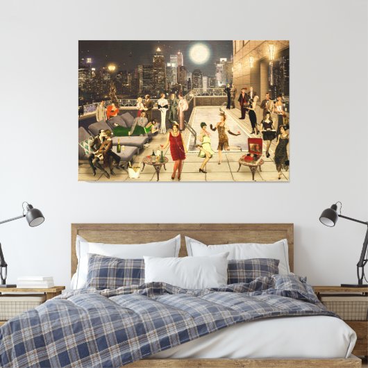 Art Déco Skyline Canvas Afdruk (Insitu (Slaapkamer))