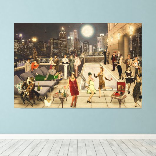 Art Déco Skyline Canvas Afdruk (Insitu (Houten vloer))