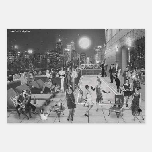 Art Déco Skyline Inpakpapier Vel (Voorkant 2)