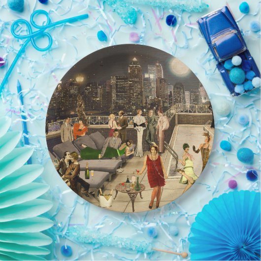Art Déco Skyline Papieren Bordje (Feest)