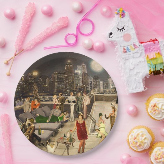 Art Déco Skyline Papieren Bordje (Feest)