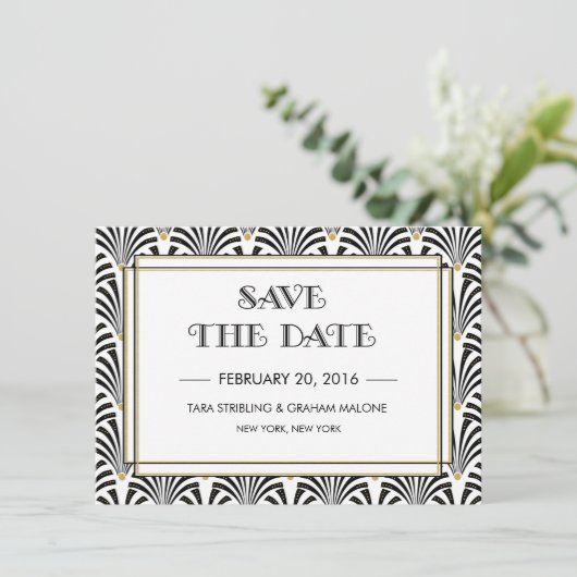 Art Deco Sla de datum uitnodiging op (Staand voorkant)