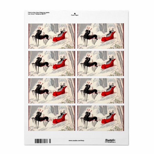 Art Deco sleigh ride Etiket (Full Sheet)