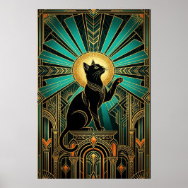 Art Deco Smaragd Halo Smaragd Troon Kat Poster