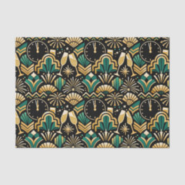 Art Deco Smaragd Middernacht Nieuwjaars Patroon Tissuepapier