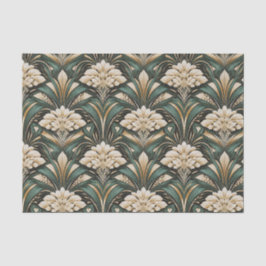 Art Deco Smaragd Verguld Bloempatroon Tissuepapier