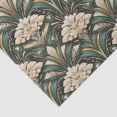 Art Deco Smaragd Verguld Bloempatroon Tissuepapier (Detail)