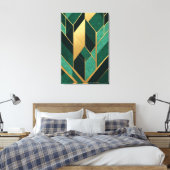 Art Deco Smaragdgroen Goud Canvas Afdruk (Insitu (Slaapkamer))