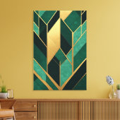 Art Deco Smaragdgroen Goud Canvas Afdruk (Insitu (Woonkamer))