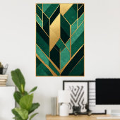 Art Deco Smaragdgroen Goud Poster (Thuiskantoor)