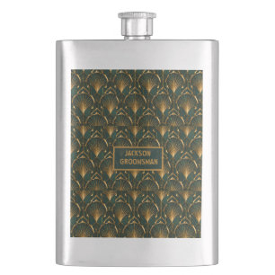 Art Deco Smaragdgroen Gouden Aangepaste Bruidsjonk Flacon