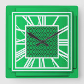 Art Deco, smaragdgroen Vierkante Klok (Voorkant)