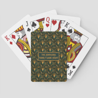 Art Deco Smaragdgroene Gouden Aangepaste Familie S Pokerkaarten