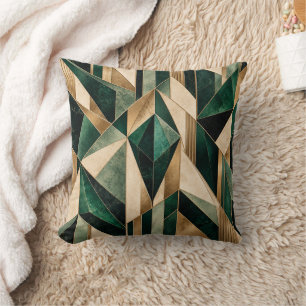 Art Deco Smaragdgroene Gouden Geometrische Worp Ku Kussen