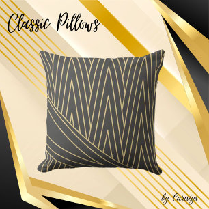 Art Deco Smokey Grey and Gold Sierkussen