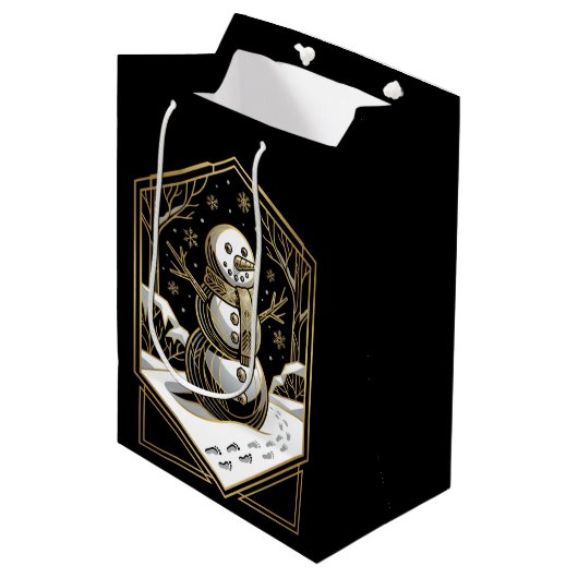 Art Deco Sneeuwman Cadeautas (Voorkant Gekanteld)