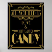 Art Deco "Snoep Bar" Gatsby style Black & Gold Poster (Voorkant)